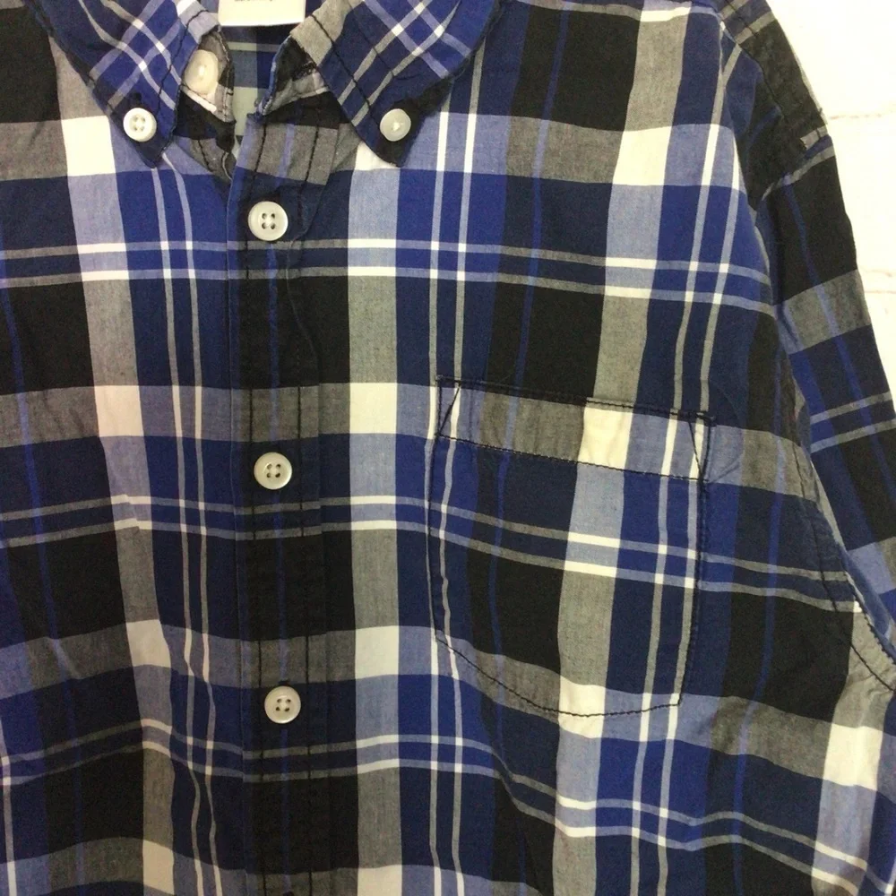 Gymboree Slim Fit Blue Plaid Button Down Shirt - Size Large (10-12)